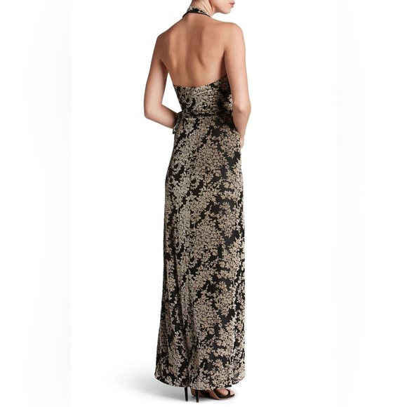 DRESS THE POPULATION Erica Velvet Maxi Wrap Dress Gown Hi Low Hem Sz Med - $178 - Picture 9 of 13